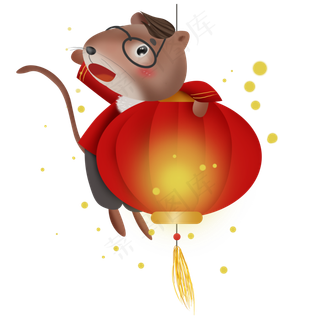 2020年鼠年红灯笼,免抠元素