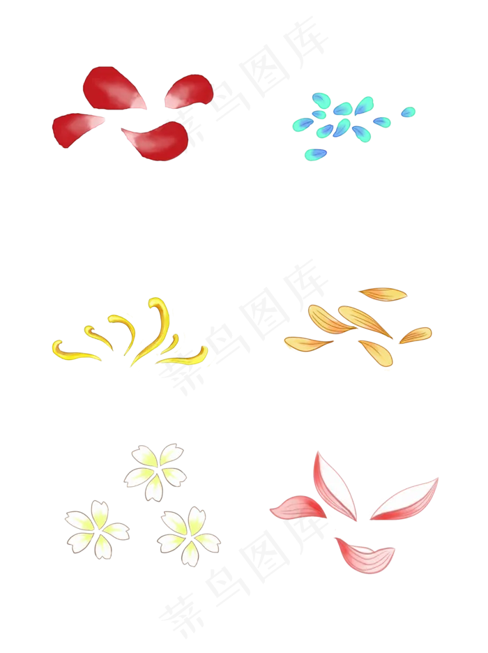 手绘花花瓣玫瑰荷花菊花(2048X2738(DPI:300))psd模版下载