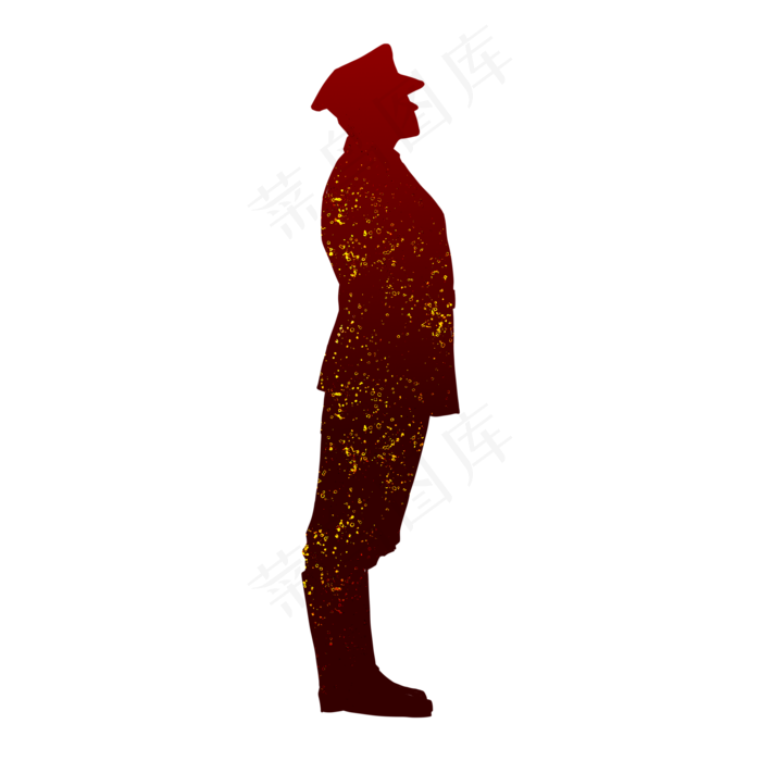 建军节军人剪影军姿侧面,免抠元素(2000*2000px 300 dpi )psd模版下载