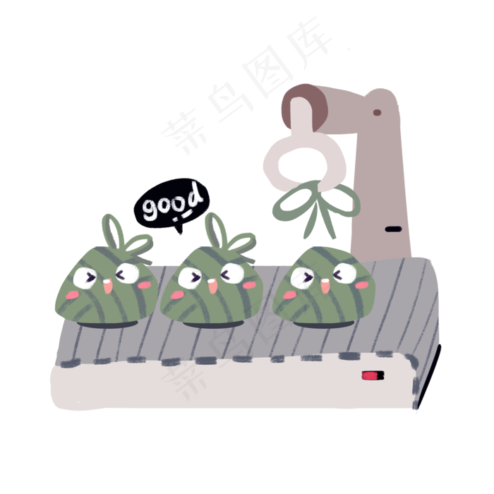 粽子蝴蝶结加工厂创意插画png