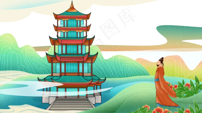 清平乐古风水墨工笔(2880X1620(DPI:300))psd模版下载