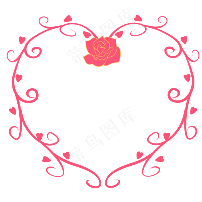 手绘玫瑰爱心花藤边框(2000X2000(DPI:300))psd模版下载