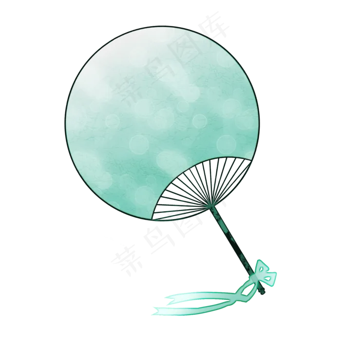 中式风格水绿色清新团扇夏季纳凉,免抠元素(2000*2000px 300 dpi )psd模版下载