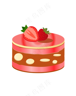 卡通彩色草莓蛋糕食物
