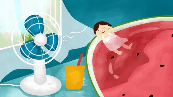 小暑质感插画BANNER