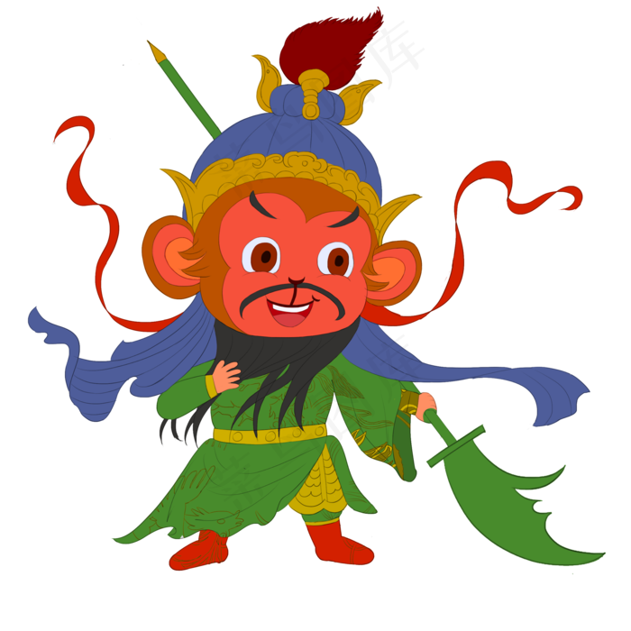 卡通猴子关羽素材