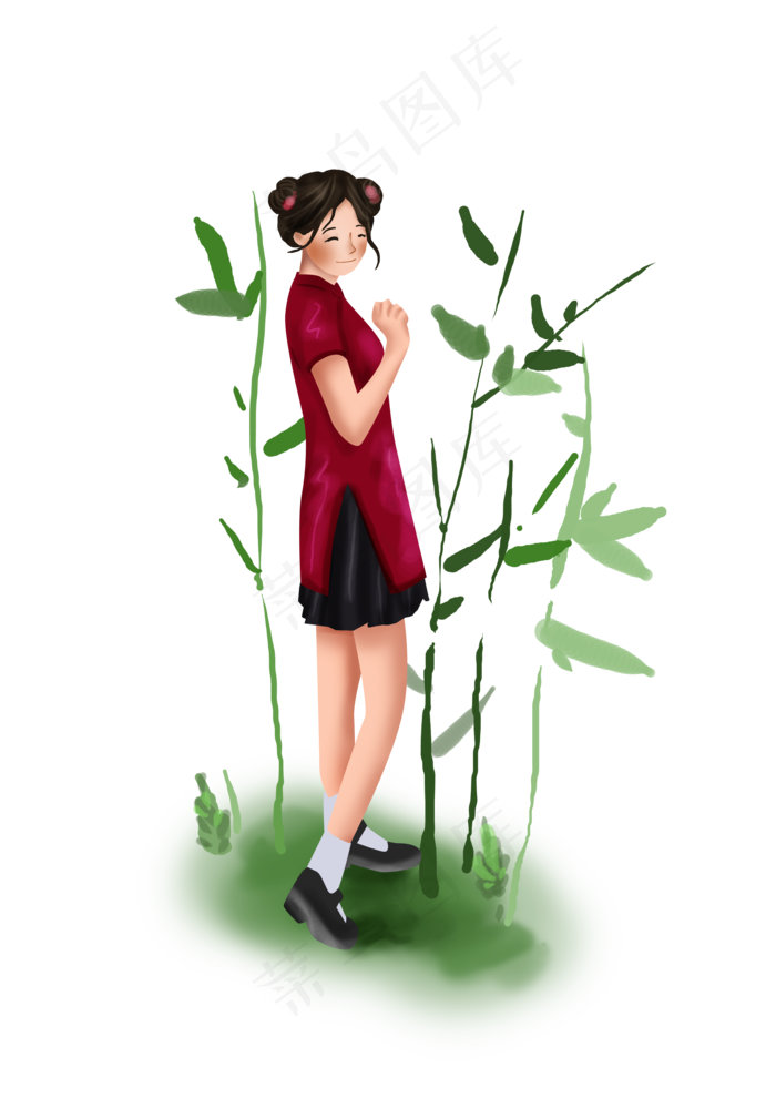 夏至古风旗袍女孩(3508X4961(DPI:300))psd模版下载