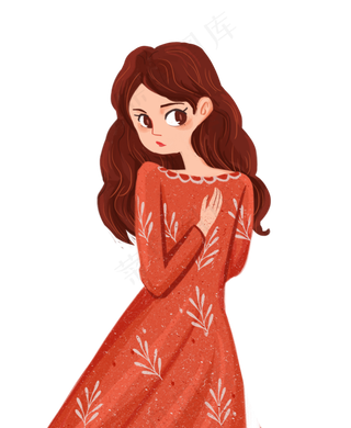 妇女节傲慢红衣少女,免抠元素