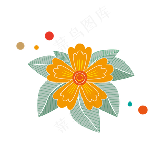 点线面条纹装饰叶子和花朵png