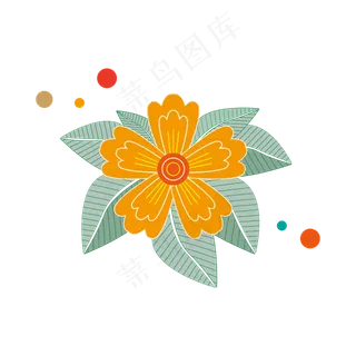 点线面条纹装饰叶子和花朵png