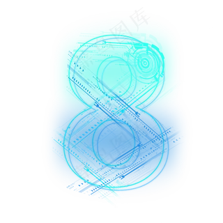 科技线条蓝色绿色数字8