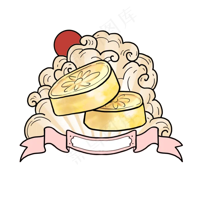 国潮美食卡通绿豆糕,免抠元素(3508X3508(DPI:300))psd模版下载