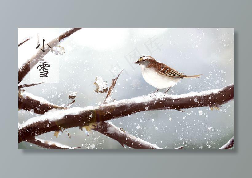 小雪-麻雀-冬天-小鸟(2880X1620(DPI:300))psd模版下载