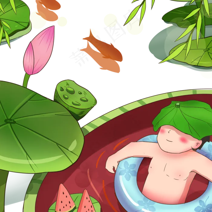 男孩在西瓜里游泳(1000X1000(DPI:300))psd模版下载