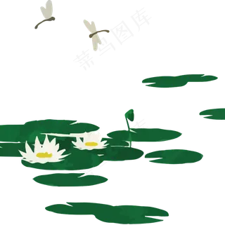 水彩池塘的荷花矢量免抠图