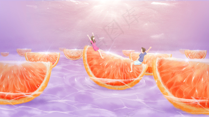 暖色系小清新创意水果跷跷板