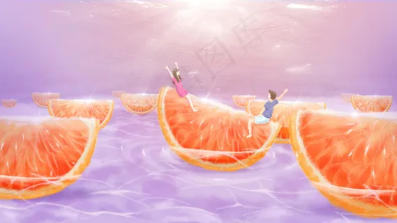 暖色系小清新创意水果跷跷板