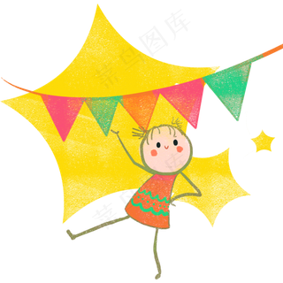 蜡笔彩旗与儿童