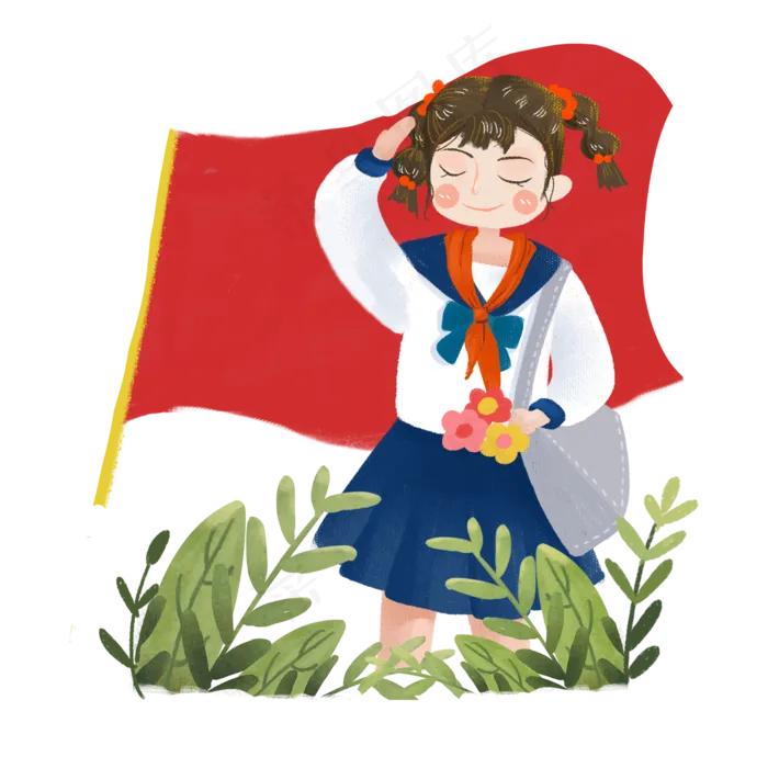 建军节敬礼女学生png素材(2000X2000(DPI:300))psd模版下载