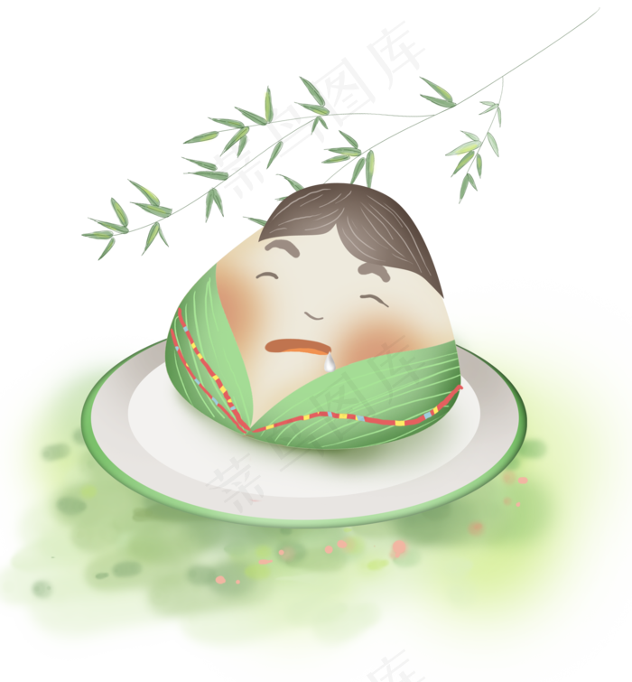 端午节盘子里的粽子娃娃(2000X2158(DPI:299))psd模版下载