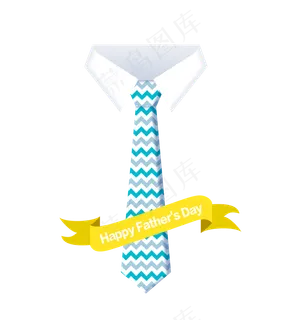 父亲节蓝色波浪条纹矢量领带PN