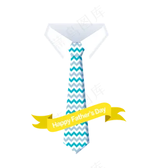 父亲节蓝色波浪条纹矢量领带PN