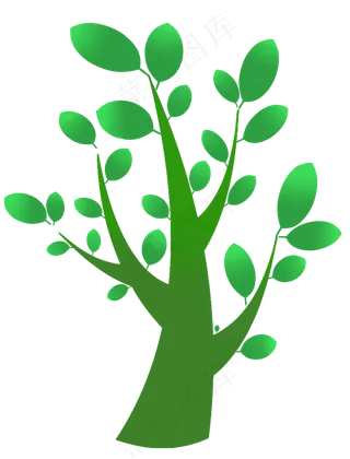 一棵卡通小树苗插图,免抠元素