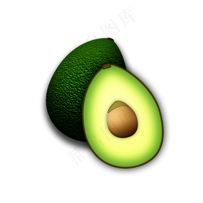 水果牛油果手绘绿色系摆放装饰手