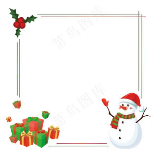可爱雪人圣诞礼物边框,免抠元素