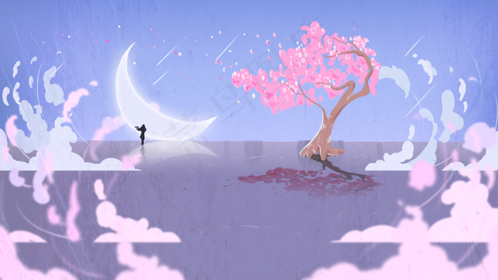 夏日夜晚紫色流星治愈