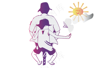 手绘线描骑车的父节