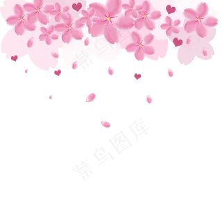 樱花树樱花节春天粉色系手绘装饰,免抠元素