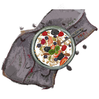 手绘清新水果麦片装饰元素