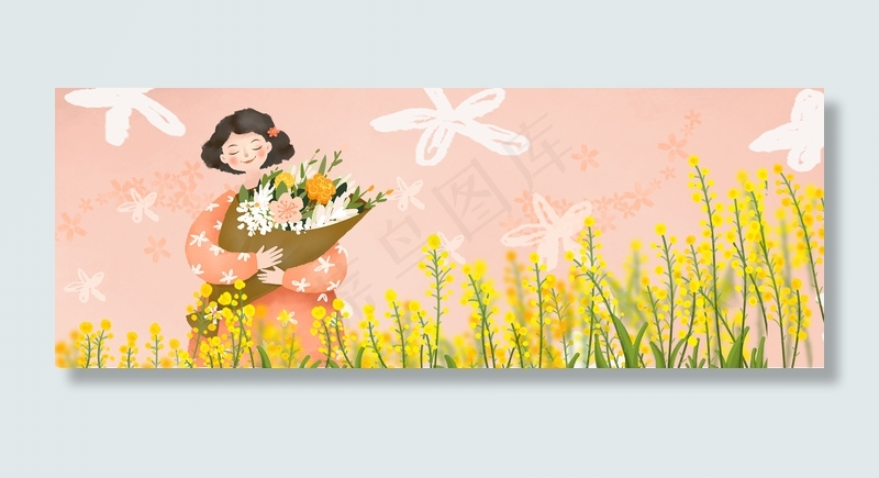 三八妇女节女王节卡通人物电商淘宝背景背景图片素材,背景元素