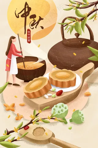 中秋节月饼团圆配图