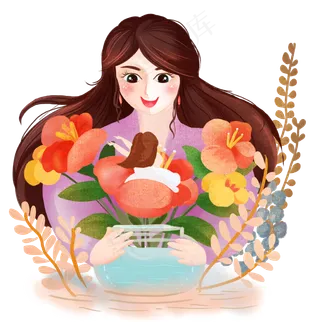 38女神节暖色系手绘女王节,免抠元素