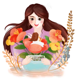 38女神节暖色系手绘女王节,免抠元素 38女神节暖色系手绘女王节,免抠元素