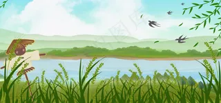 二十四节气卡通小满banner图