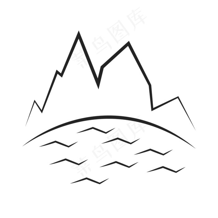 线描山泉