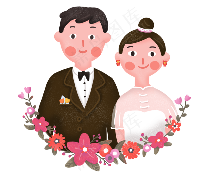 婚礼季新人幸福美满婚姻,免抠元素(2799*2362px 300 dpi )psd模版下载