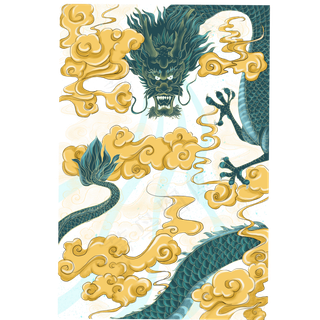 中国神话一条不开心的龙免抠图