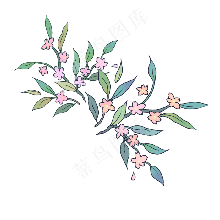 樱花烂漫浪漫唯美装饰PNG春天花枝,免抠元素