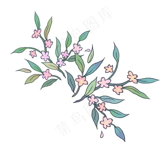 樱花烂漫浪漫唯美装饰PNG春天花枝,免抠元素(2000X2000(DPI:200))psd模版下载