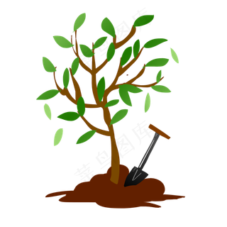 绿色树叶植树节树苗,免抠元素