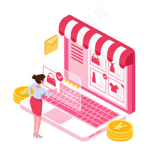 2.5D电商购物装饰图,免抠元素