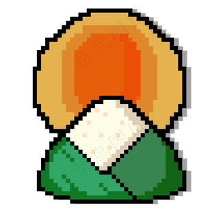 像素风格日出端午节粽子