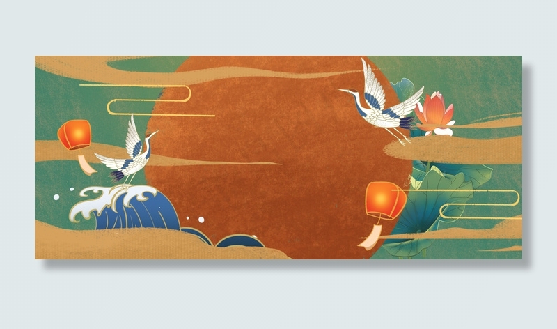 创意国潮简约复古背景合成