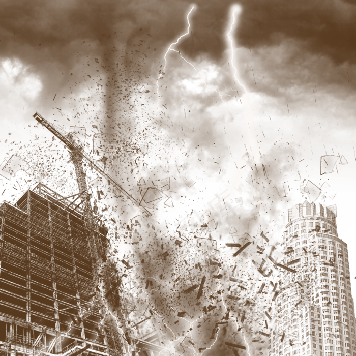 地震灾难乌云闪电效果元素,免抠元素