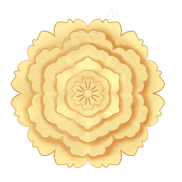 节日金色边框立体剪纸花,免抠元素(2050X2050(DPI:299))psd模版下载