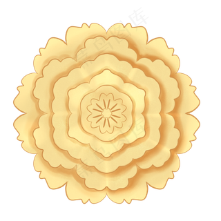 节日金色边框立体剪纸花,免抠元素